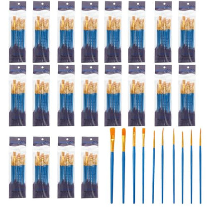PATIKIL Paint Brushes Set, 200Pcs Acrylic Paint Brush Nylon Hair for Watercolor Oil Painting Miniature Detailing Rock Painting, Dark Blue - color: Dark Blue