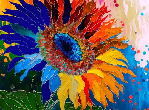 Cross & Glory | Jigsaw Puzzles for Adults | Sunflower Kaleidoscope | Colorful Flower Artwork | 2mm Thick Pieces | Bonus Reference Poster | Satin Finish | Ages 14+ - color: Sunflower Kaleidoscope