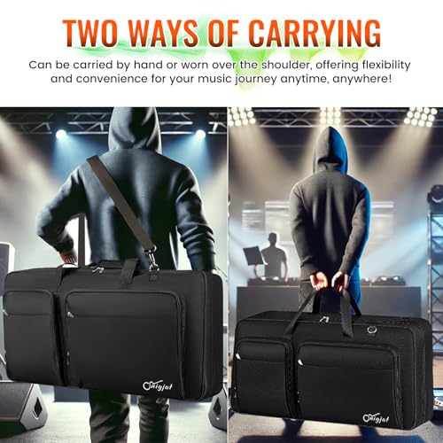 SNIGJAT DJ Controller Case for DDJ FLX10/GRV6/REV5 with Laptop Compartment | Padded Large DJ Controller Bag Fits DDJ REV7/REV5/FLX6/1000, Gig Bag with Multi-Pocket and Adjustable Shoulder Strap - color: Black, style: No Wheels