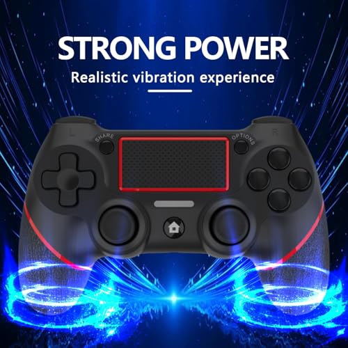 SZYUYU Wireless Controller for Ps4 Romote Compatible with Ps4/Slim/Pro/Windows PC, Controller for Ps4 with 3.5mm Audio Jack, Touch Pad,Six Axis Motion Control, Charging Cable(BLACK RED) - color: BLACK RED