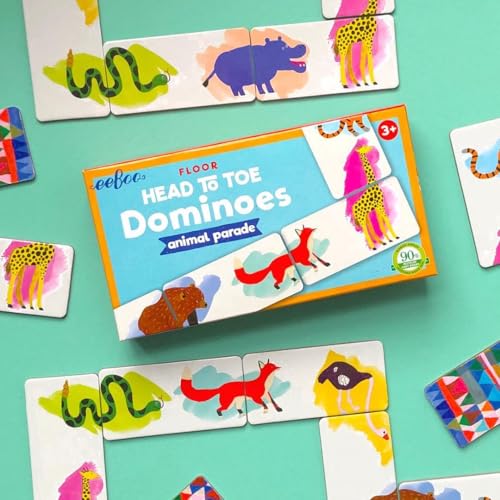 eeBoo Animal Parade Head to Toe Dominoes - 28 Piece Matching Game, Colorful Animal Tiles, Screen-Free Fun for Kids Ages 3 and up - style: Animal Parade