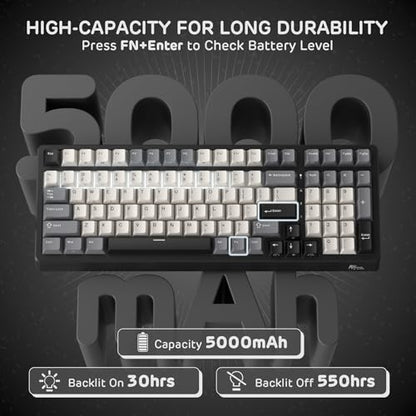 RK ROYAL KLUDGE F99 Wireless Mechanical Keyboard, Gasket Structure | 95% 100 Keys Hot Swappable RGB Gaming Keyboard, Tri-Mode BT/2.4GHz/USB-C, Pre-lubed Custom Switches, for PC/Xbox/PS4/PS5 - color: Knight Black, size: Linear Cream Switch