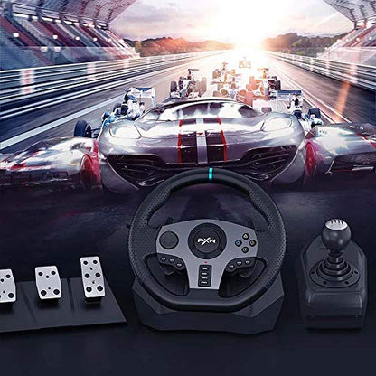 PXN V9 Gaming Racing Wheel pc Steering Wheel With Pedals and Shifter 270/900° Dual-Motor Feedback Driving gaming Racing Wheel for PC,PS4,PS3,Xbox One, Xbox Series X/S,N-Switch
