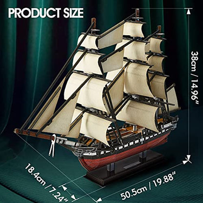 CubicFun 3D Ship Puzzles for USS Constitution Sailing Boat Models for Adults and Teens Toys, 193 Pieces - style: USS Constitution | 1:188