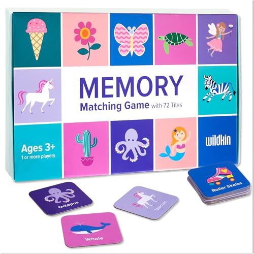 Wildkin Memory Matching Game – 36 Educational Pairs for Toddlers & Preschool - Girl - style: Whimsical