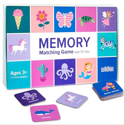 Wildkin Memory Matching Game – 36 Educational Pairs for Toddlers & Preschool - Girl - style: Whimsical