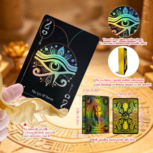 WJPC Black Gold Foil Edge Ancient Egyptian Elements Playing Cards, Poker Cards,Deck of Cards for Game Party Gift (Black Gold) - color: Black Gold