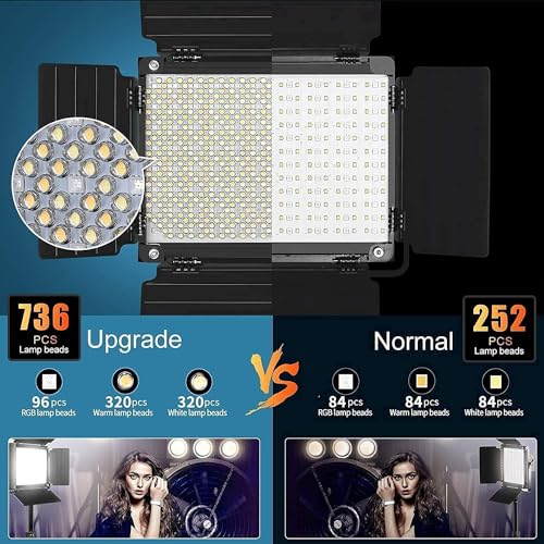GVM 1000D RGB Led Video Light with 2 Softboxes, Photography Lighting Kit with Bluetooth Control, Full Color Video Lighting Kit with 18 Applicable Scenes, 2 Packs Led Light Panel for Video Shooting - size: 1000D - 2 Pack