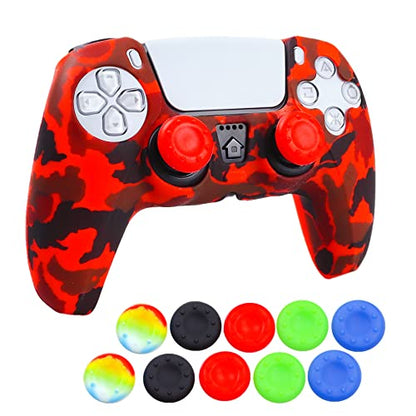 Silicone Skin for PS5, Anti-Slip Shell Cover Case with 10 Joystick Grips for PlayStation 5 Controller - color: PS5 controller #12