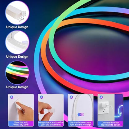 Neon Strip Lights 5V USB Powered - 16.4FT Smart Music Sync Gaming Lights with App Control, Bendable LED for PC Setup, Bar, Party, Home Theater Decor， Room Decor - size: 16.4FT