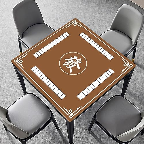 Mahjong Mat, 31.5 in x 31.5 in Mahjong Table Mat for Tile Game, Anti Slip and Noise Reduction Table Cover for Poker Card Board and Dominoes(Brown) - color: B-brown