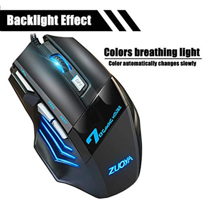Professional Gaming Mouse Wired,4 DPI Adjustable, LED Backlight,USB Optical Mice for Laptop PC Computer Games & Work (MMR3 PRO-Black)