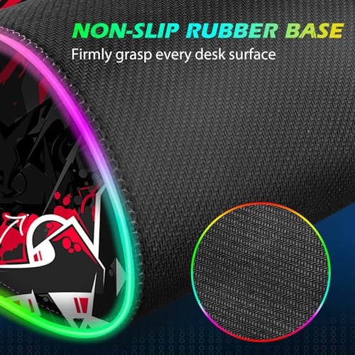 ToLuLu RGB Gaming 5/7.5/10/15W 10 Light Modes Wireless Charging Mouse Pad, LED Mouse Pad Computer Keyboard Mat Mousepad, 800x300x4MM Extended Large Desk Mat for Gaming, MacBook, Laptop, PC,Red Black - color: Red Black