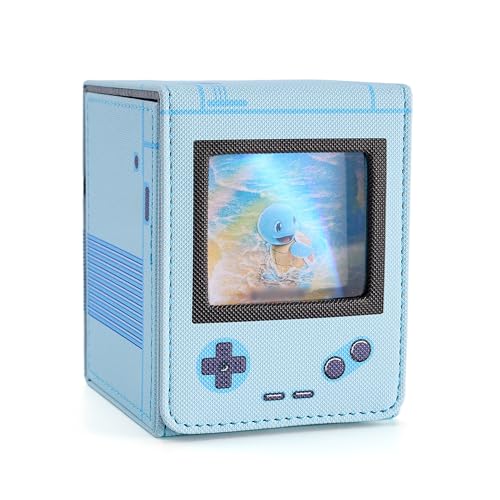Venssu Retro Gaming Console Appearance Deck Box for MTG Commander (Blue) | Holds 120 Single/100 Double-Sleeved Cards, Fit MTG/PTCG/OPTCG Cards, Strong Magnet, PU Leather, With 2 Dividers - color: Blue