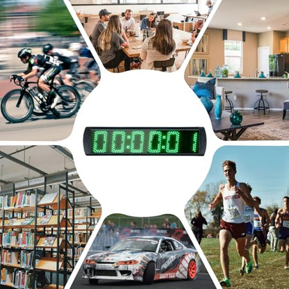 Large LED Display Digital Race Timer with Battery,Function-Countdown/Up/Time Clock, Remote Control, Tripod Stand and Adjustable Brightness for Sports Events, Races, Meetings, Presentations - style: non-waterproof +green