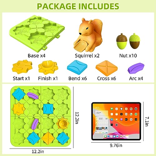 burgkidz Road Builder STEM Toys: 118 Challenges Board Games & Maze Puzzles | Squirrel Logic Track Building Blocks for Kids Ages 4 8 Montessori Educational Brain Teaser Birthday Gifts for Boys Girls - size: medium size