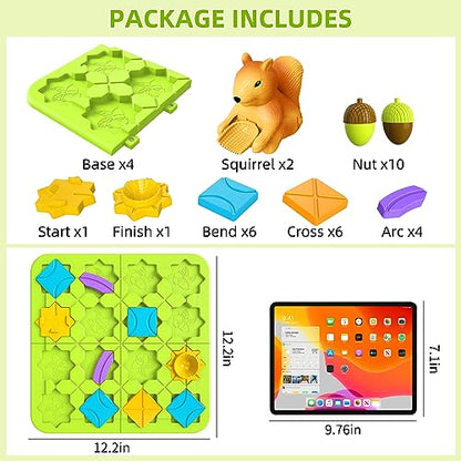 burgkidz Road Builder STEM Toys: 118 Challenges Board Games & Maze Puzzles | Squirrel Logic Track Building Blocks for Kids Ages 4 8 Montessori Educational Brain Teaser Birthday Gifts for Boys Girls - size: medium size