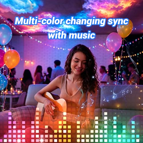 3D Thundercloud Ceiling LED Light, RGB Cloud Light,11.5FT | Cotton DIY cloud light with RGB lightning. Creates a vibrant atmosphere for gaming rooms, parties, clubs, and DJ bars. - size: 11.5FT