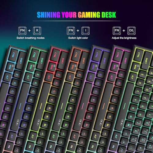 MageGee Mini 60% Gaming Keyboard, RGB Backlit 61 Key Ultra-Compact Keyboard, TS91 Ergonomic Waterproof Mechanical Feeling Office Computer Keyboards for PC, MAC, PS4, Xbox ONE Gamer(Black) - color: Black