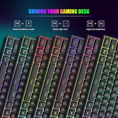 MageGee Mini 60% Gaming Keyboard, RGB Backlit 61 Key Ultra-Compact Keyboard, TS91 Ergonomic Waterproof Mechanical Feeling Office Computer Keyboards for PC, MAC, PS4, Xbox ONE Gamer(Black) - color: Black