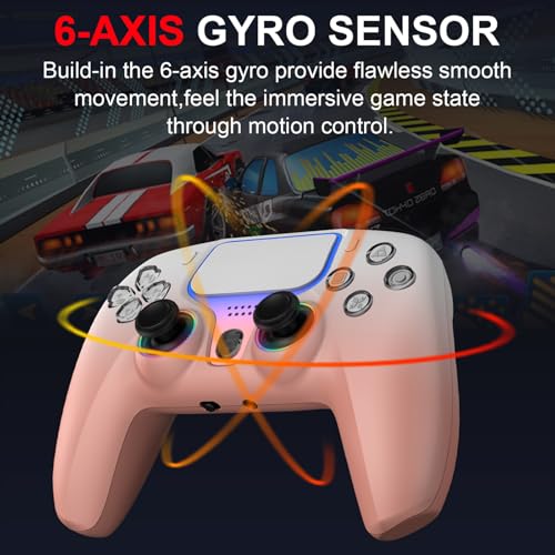 NBCP for PlayStation 5 Wired Game Controller,Compatible With PS5, PS4,PC and Steam Gamepads,Dual Vibration and Hall Effect Triggers,6-Axis Gyroscope,Turbo Function and 3.5mm Headphone Jack - color: Rose Gold