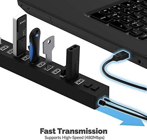 SABRENT 13-Port USB 2.0 Hub with Power Adapter, 2 Switches (HB-U14P) - size: 13-PORT