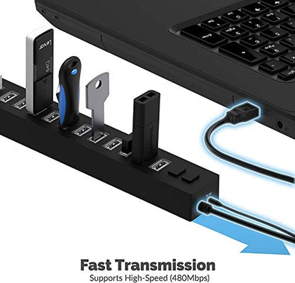 SABRENT 13-Port USB 2.0 Hub with Power Adapter, 2 Switches (HB-U14P) - size: 13-PORT