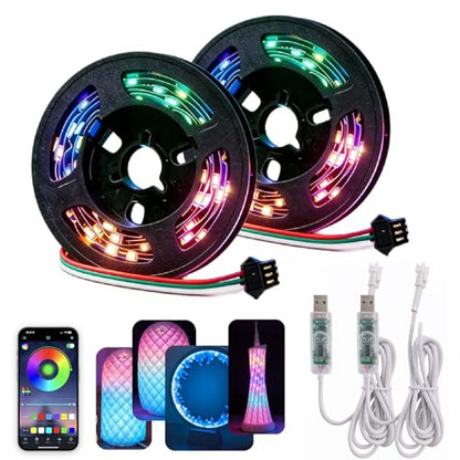 2Pack Strobe LED Lamp Kit 001 for Bambu Lab, Iridescent RGB Smart 3D Print LED Strip Light Kit, Bundle-ZH037 1M/3.28FT 3D Printing Lamp Accessories, 60 LEDs Models Lamp DIY, 16 Milllion Colors - style: 2Pack