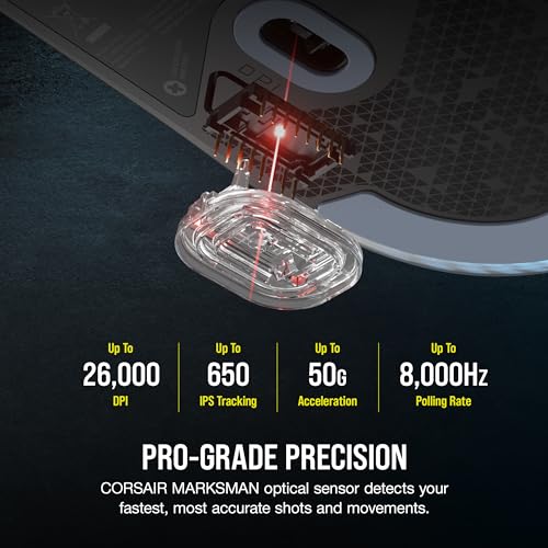 Corsair M75 Wired RGB Lightweight FPS Gaming Mouse – 26,000 DPI – Swappable Side Buttons – PC – Black - color: Black, style: Wired Mouse