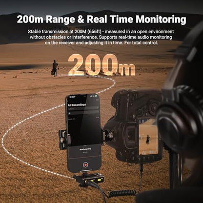 NEEWER CM28 Wireless Lavalier Microphone, Smart Noise Cancelling Lav Mic, 48KHz/16Bit 9hrs Uncompressed Recording, 200m Range, 4GB Storage for iPhone, Android, Camera, 1 RX + 2 TX + Charging Case - style: CM28 Set