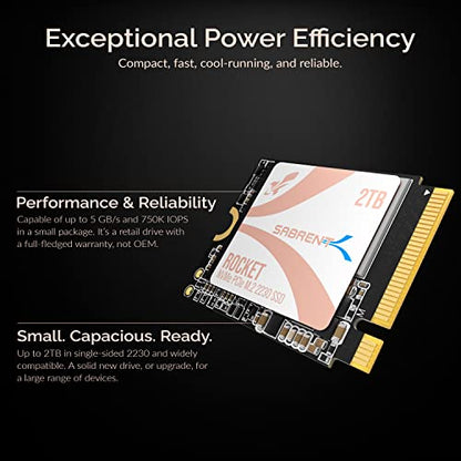 SABRENT Rocket Q4 2230 NVMe SSD 2TB – PCIe Gen4 M.2 Internal SSD for Steam Deck, ROG Ally, Surface Pro, Mini PCs – DRAM-Less QLC, Up to 5GB/s, Single-Sided, Compact Form Factor [SB-213Q-2TB] - size: 2TB