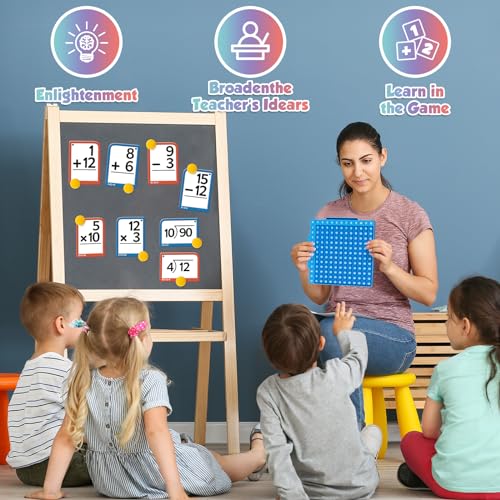 Torlam Math Flash Cards + Math Board, Multiplication Flash Card Times Table Chart, Math Manipulatives Division, Addition, Subtraction Games Toys for Kids, 1st, 2nd, 3rd, 4th, 5th, 6th Grade - style: 332 Flash Cards + Math Board