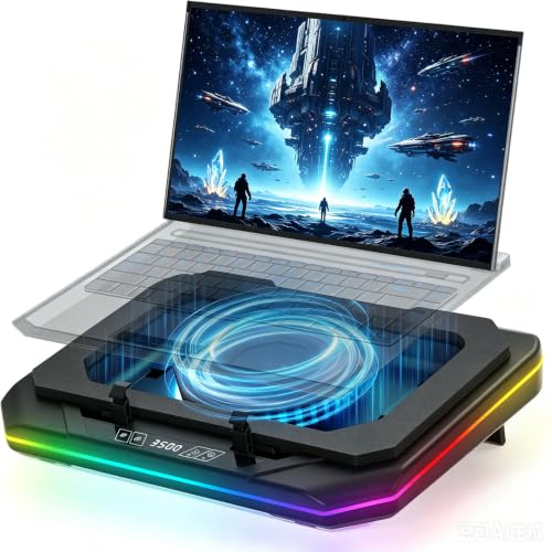 Cooling Pad for Lenovo Legion Pro 7 16IRX9H Gaming Laptop Cooler with Powerful Turbo Cooling Fan Can Fast Cooling CPU+GPU 40°C, Variable Speed,6 RGB Light Mode,Touch Control, LCD Screen, 3 USB-A Port