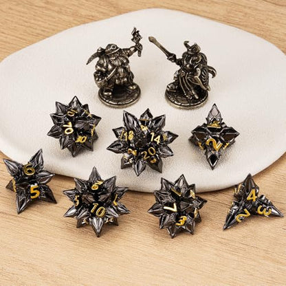 DND Dice Set Metal,Polyhedral D&D Metallic Heterotypic D and D Dice with Cracks for Dungeons and Dragons RPG TTRPG 7-Die Set with Gift (Heterotypic, Heterotypic-Black Nickel) - color: Heterotypic-black Nickel, style: Heterotypic