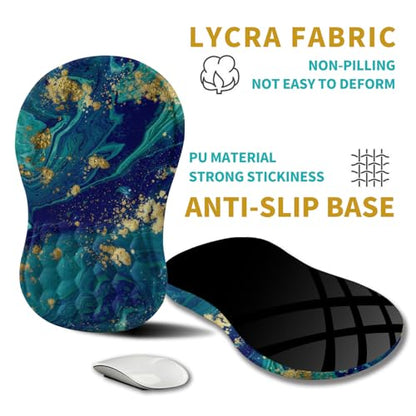 Hokafenle Ergonomic Mouse Pad Wrist Support, Wrist Rest Mousepad for Carpal Tunnel Pain Relief with Integrated Memory Foam Slope Massage Bulge (11.8x7.9 inch,Blue Gold - color: KM09-Blue Gold