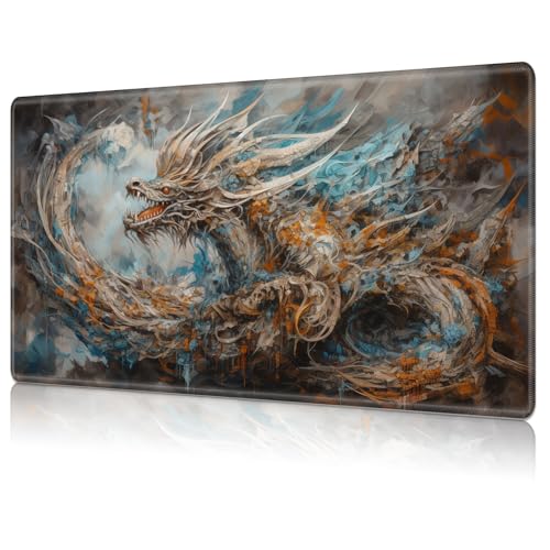 MTG Playmat,Game Play Mat for MTG TCG 24 x 14 inches Cards Game Playmats,Trading Card Game Stitched Play Mats Commander Deck Gaming Desk Mat Card Gameplay Mats,Artdragon - color: Artdragon, size: NO Zone