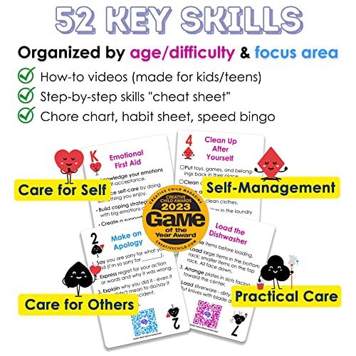 Mind Brain Emotion 52 Essential Life Skills: No-Excuses Game to Teach Kids, Teens & Adults How to Care for Self & Chores, Practical Solution for Responsible Boys, Confident Girls, Happy Family - style: Life Skills
