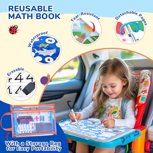 JoyCat Math Busy Book for Toddlers Reusable Preschool Workbook for Ages 3–8 | with 10 Dry-Erase Markers, Number Tracing & Counting Activity Book for Kids, Kindergarten Learning Activities, Travel-Ready - style: 5. Math