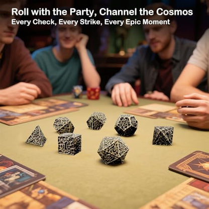 Haxtec Bronze Metal DND Dice Set Antique Polyhedral D&D Dice with Leather Dice Bag Compatible with Dungeons and Dragons Gift TTRPG Gamer Gifts for DND Lovers Masters - color: Antique Bronze