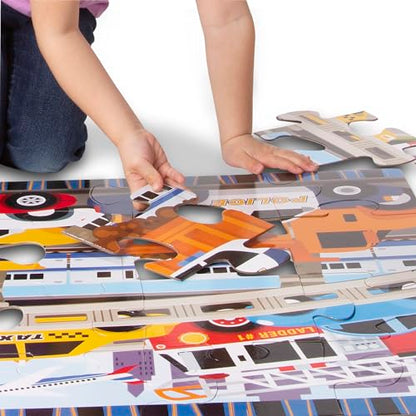 Melissa & Doug Traffic Jam Jumbo Floor Puzzle (24 Pieces, 2 x 3 Feet), Vehicle-Themed Jigsaw Puzzle for Preschoolers and Kids Ages 3+ - FSC Certified - size: 11.65 x 9.25 x 3.05, style: Traffic Jam Floor Puzzle - 24 Pieces