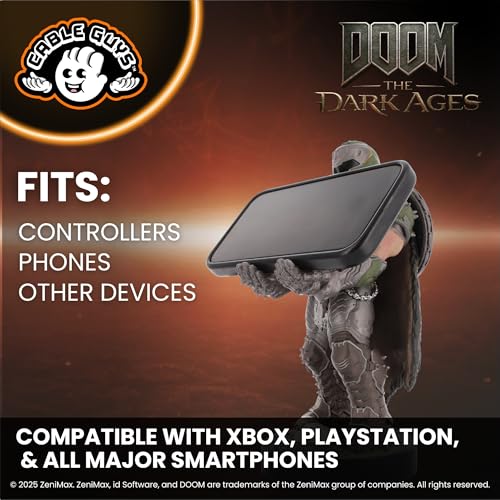 Cableguys Doomslayer Controller Holder & Phone Stand - Gaming Setup Accessories for Desk and Game Room, Controller Stand Compatible with Xbox, PlayStation & Most Standard Game Controllers