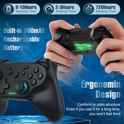 Xexvyrin Wireless Controller for PC， Turbo, Gyro Axis, Dual Vibration(RGB BLACK) (green) - color: Green