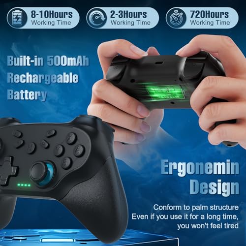 Xexvyrin Wireless Controller for PC， Turbo, Gyro Axis, Dual Vibration(RGB BLACK) (red) - color: Red