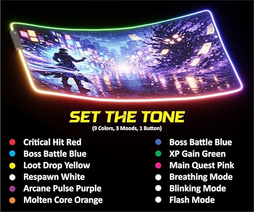 RGB Gaming Mouse Pad Large Extended Desk Mat 35.4x15.7in XXL XXXL Mousepad LED Light Up Keyboard Mat PC Gamer Desk Pad Gaming Accessories Extra Big Mouse Mats Full Desk Size - Arcane Rift - color: Arcane Rift