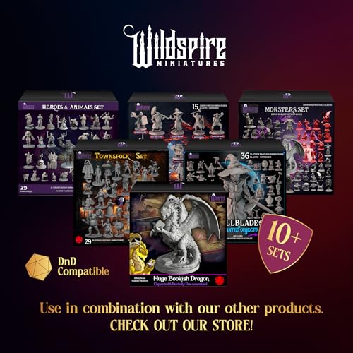 Classic Encounters - 125 Iconic DND Miniatures Bulk Monsters, Unpainted 28mm DND Minis, D&D Miniatures, Dungeons and Dragons Figures Mini Figurines, Fantasy Tabletop D&D Accessories Assembled