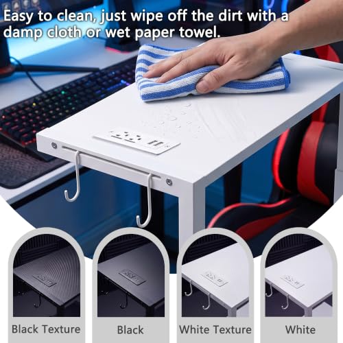 Height Adjustable PC Tower Stand with Charging Station | Computer Tower Stand with LED Light Strip,Mobile Rolling CPU Holder for Office Home - color: White, size: 19.29'' × 11.42'