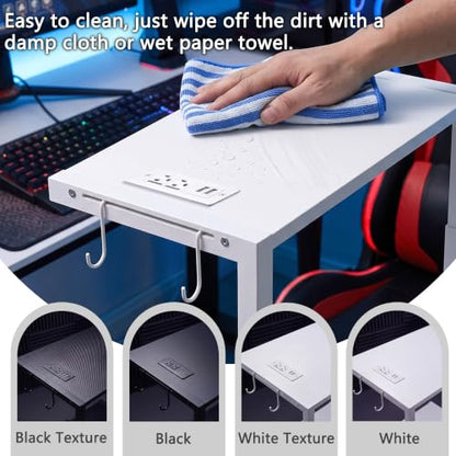 Height Adjustable PC Tower Stand with Charging Station | Computer Tower Stand with LED Light Strip,Mobile Rolling CPU Holder for Office Home - color: White, size: 19.29'' × 11.42'