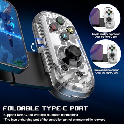 Mobile Gaming Controller for Android & ALL iPhone Series (Support USB-C & Wireless Connect) PS Remote Player Gamepad for PS5/PS4/Xbox/PC with Hall Joysticks/Turbo/Cloud Game Controller, Plug & Play - color: White
