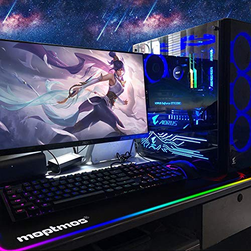 RGB Gaming Mouse Pad Anime Dragon Mousepad Mat LED with 15 Lighting Modes for Computer 31.5 X 12 Inch (Red) - color: LED-Red