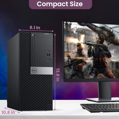 Dell Gaming Desktop Tower Computer PC – Intel Core i5-6500 – 32GB RAM – 1TB SSD – GeForce GTX 1050 Ti – New 24" Monitor – RGB Keyboard & Mouse – RGB Speakers – Wi-Fi – Windows 11 Pro (Renewed)